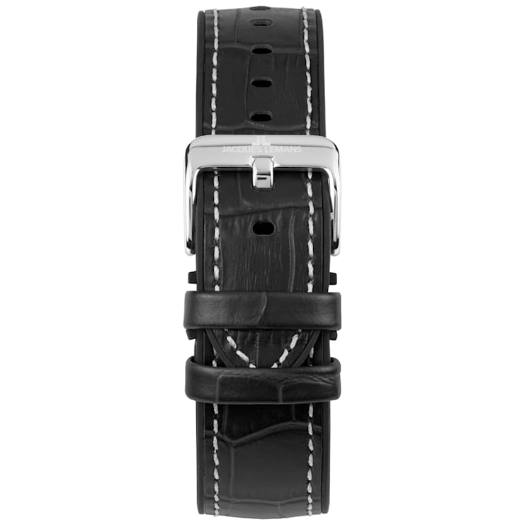 JACQUES LEMANS Men's Sport Watch with Leather/Stainless Steel Strap,
Chronograph 1-2117
