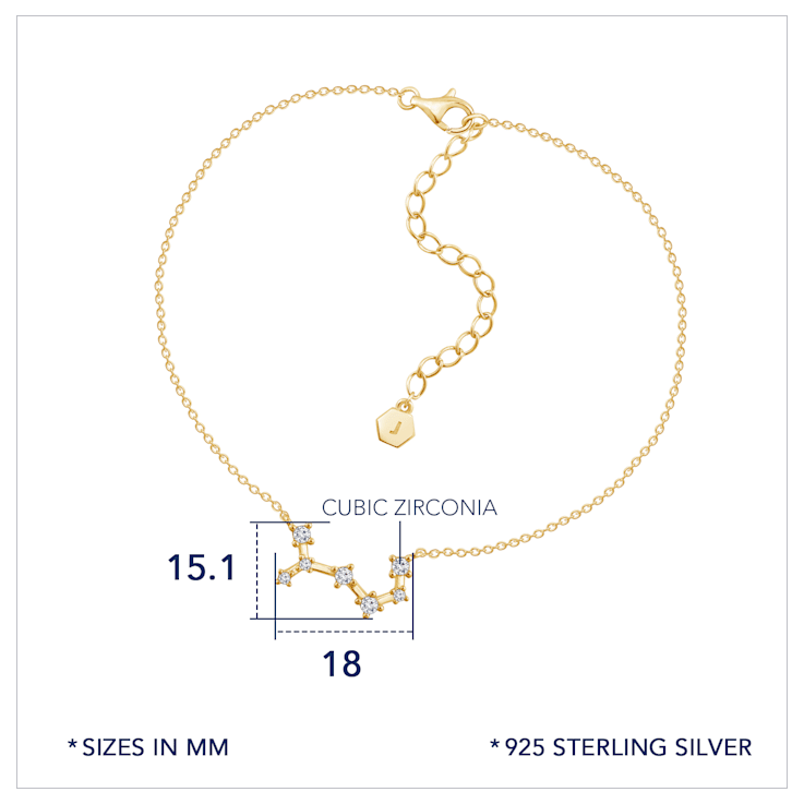 J'ADMIRE 14K Gold Over Sterling Silver Zodiac Anklet for Women