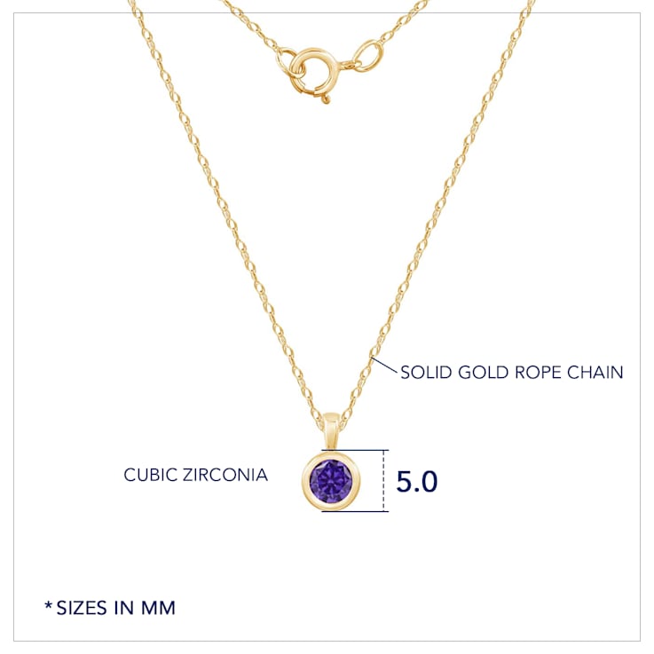 LUXGEM 10K Solid Gold Solitaire February Birthstone Necklace, 0.25 Carat
Gemstone Simulant CZ