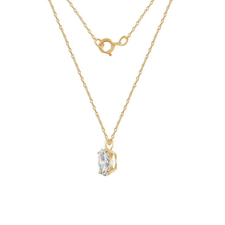 LUXGEM 10K Yellow Gold Oval Cut Pendant Necklace | 3 Carat Cubic Zirconia