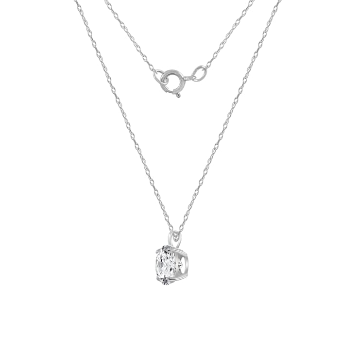 LUXGEM 14K White Gold Round Cut Pendant Necklace | 1 Carat Cubic Zirconia