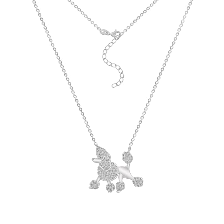 J'ADMIRE Platinum Plated Sterling Silver Poodle Puppy Pendant Necklace
