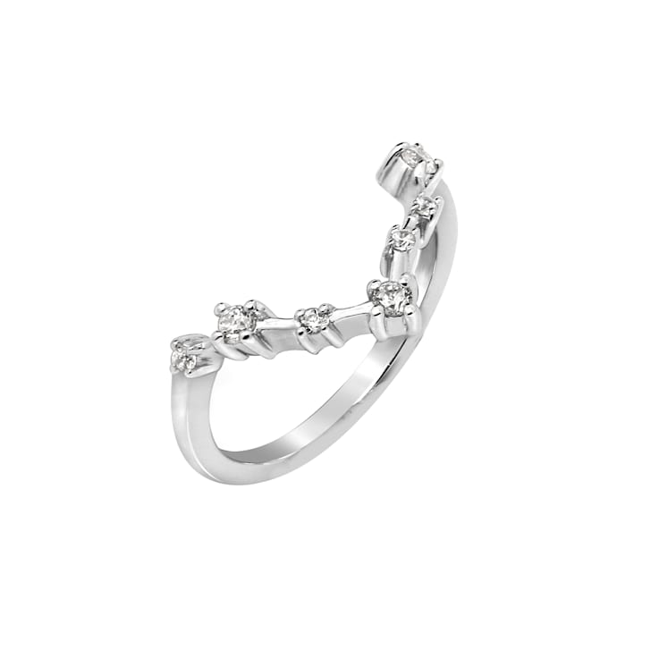 J'ADMIRE Pisces Constellation Rhodium Over Sterling Silver Ring