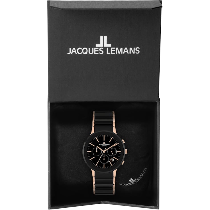 JACQUES LEMANS Dublin Men's Watch with High-Tech Ceramic Strap,
Stainless Rose Chronograph 1-1854