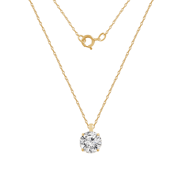 LUXGEM 14K Yellow Gold Round Cut Pendant Necklace 0.5 Carat Cubic Zirconia 145N5A