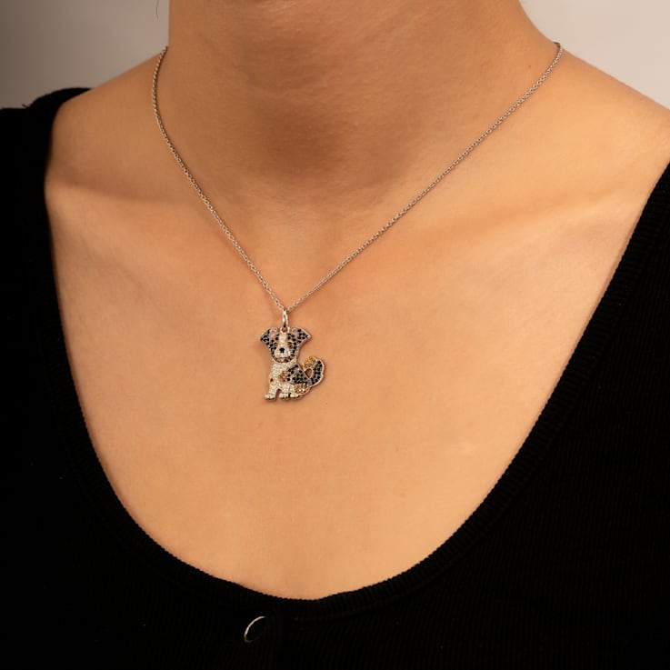 J'ADMIRE Platinum Plated Sterling Silver Australian Shepherd Puppy
Pendant Necklace