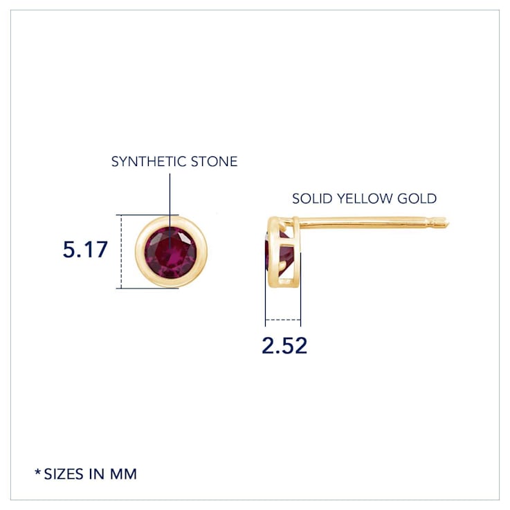 LUXGEM 10K Yellow Gold Solitaire July Birthstone Earrings | 0.25 Carat
Ruby Simulant