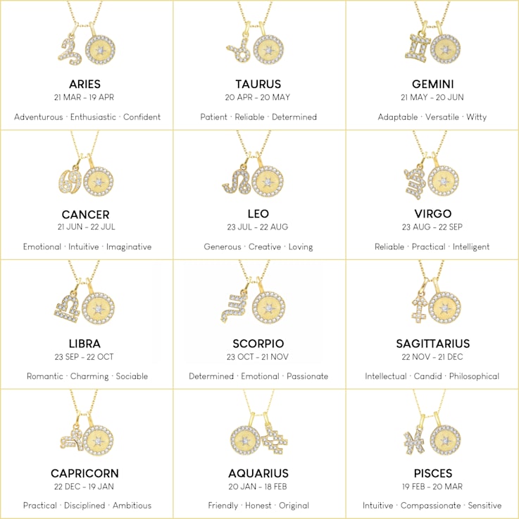 J'ADMIRE 14K Yellow Gold Over Sterling Silver Sagittarius Zodiac Pendant
Set Necklace