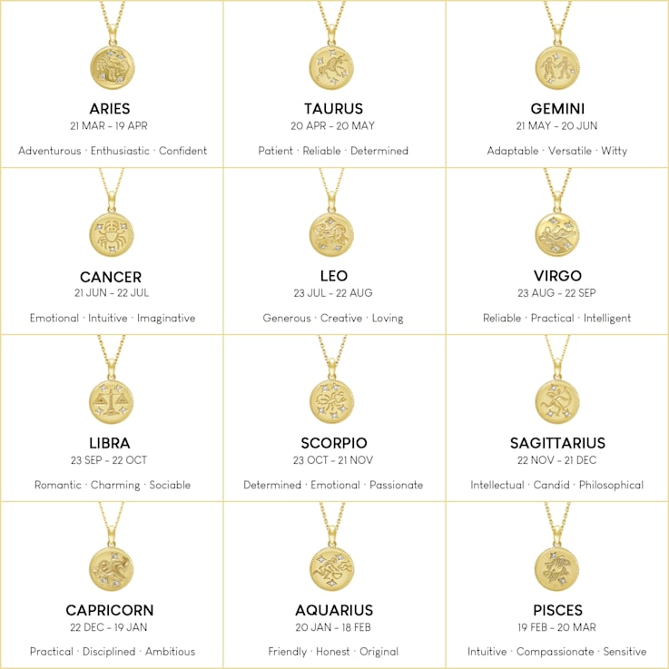 J'ADMIRE 14K Yellow Gold Over Sterling Silver Libra Zodiac Stars Pendant Necklace