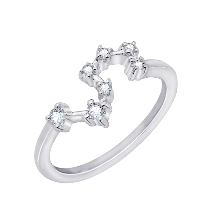 J'ADMIRE Leo Constellation Rhodium Over Sterling Silver Ring