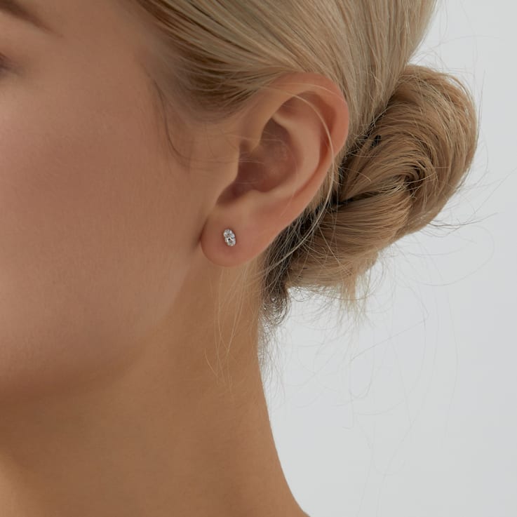 LUXGEM 14K Yellow Gold Oval Cut Solitaire Studs | 1/2 carat Cubic Zirconia