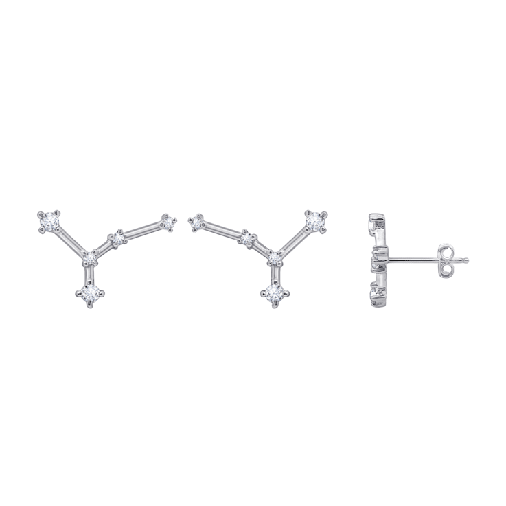 J'ADMIRE Rhodium Over Sterling Silver Dainty Zodiac Cancer Stud Earrings