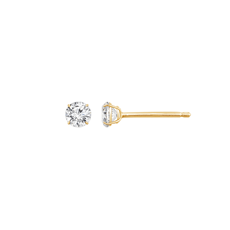 LUXGEM 10K Yellow Gold Round Cut Solitaire Studs | 1/2 carat Cubic Zirconia