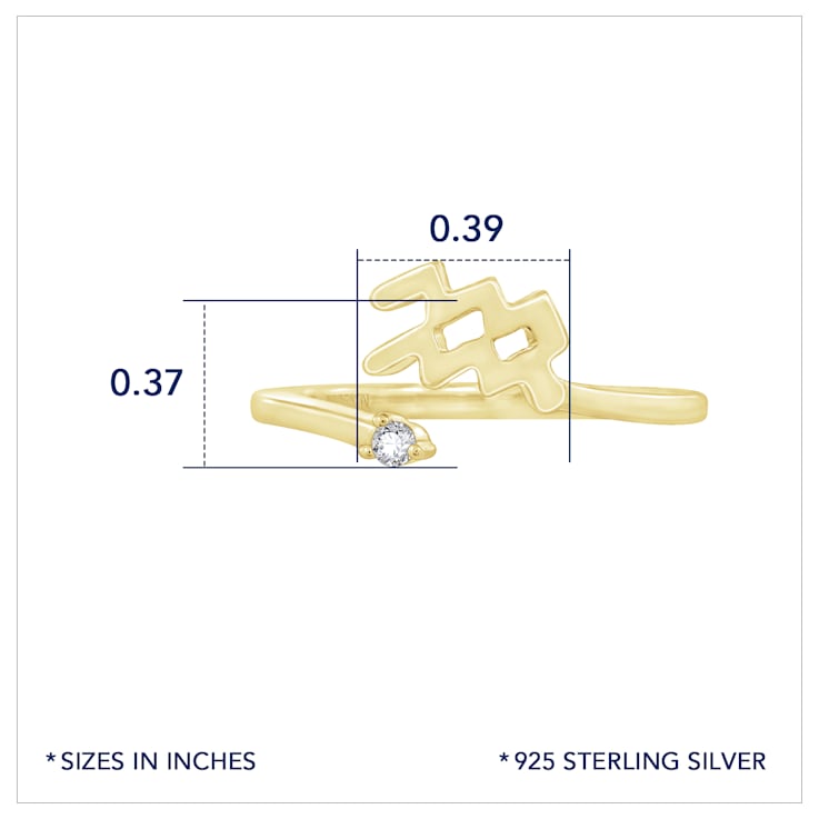 J'ADMIRE 14K Yellow Gold Over Sterling Silver Aquarius Horoscope Ring