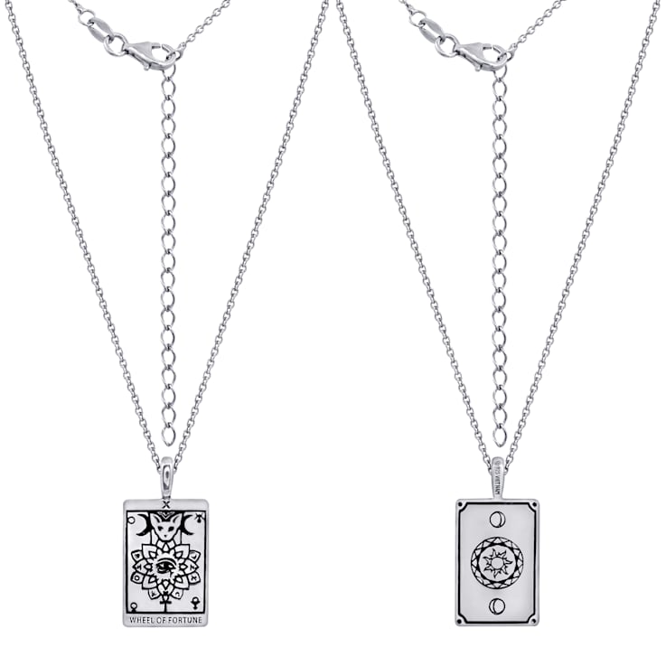J'ADMIRE Platinum 950 Over Sterling Silver Tarot Card Wheel of Fortune
Pendant Necklace