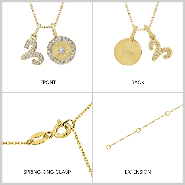J'ADMIRE 14K Yellow Gold Over Sterling Silver Aries Zodiac Pendant Set Necklace