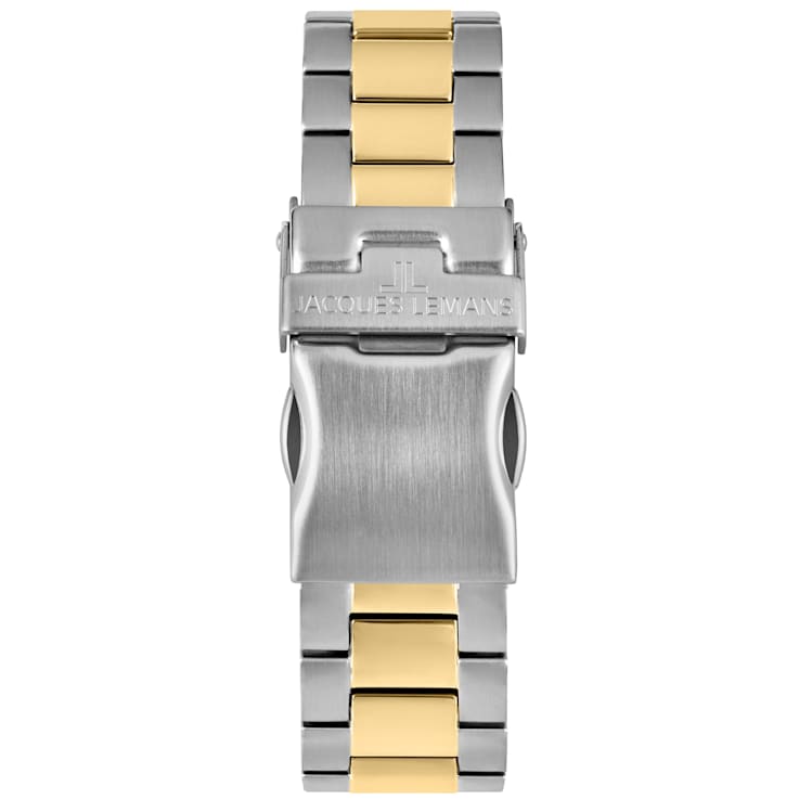 JACQUES LEMANS Men's Sport Watch with Stainless Steel Strap, Gold
Bicolor, Chronograph, 1-2091
