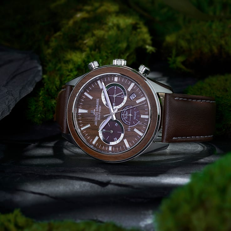 JACQUES LEMANS Eco Power Men's Watch w/Vegan Leather Band and Stainless
Strap, Chronograph 1-2115