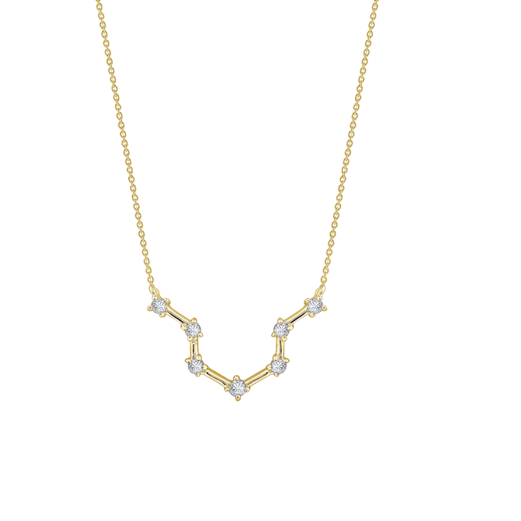 J'ADMIRE Aquarius Zodiac Constellation 14K Yellow Gold Over Sterling
Silver Pendant Necklace