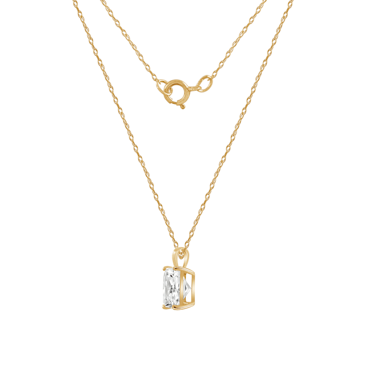 LUXGEM 14K Yellow Gold Princess Cut Pendant Necklace | 2 Carat Cubic Zirconia