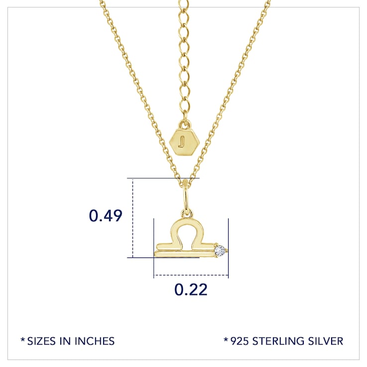 J'ADMIRE 14K Yellow Gold Over Sterling Silver Libra Zodiac Pendant Necklace
