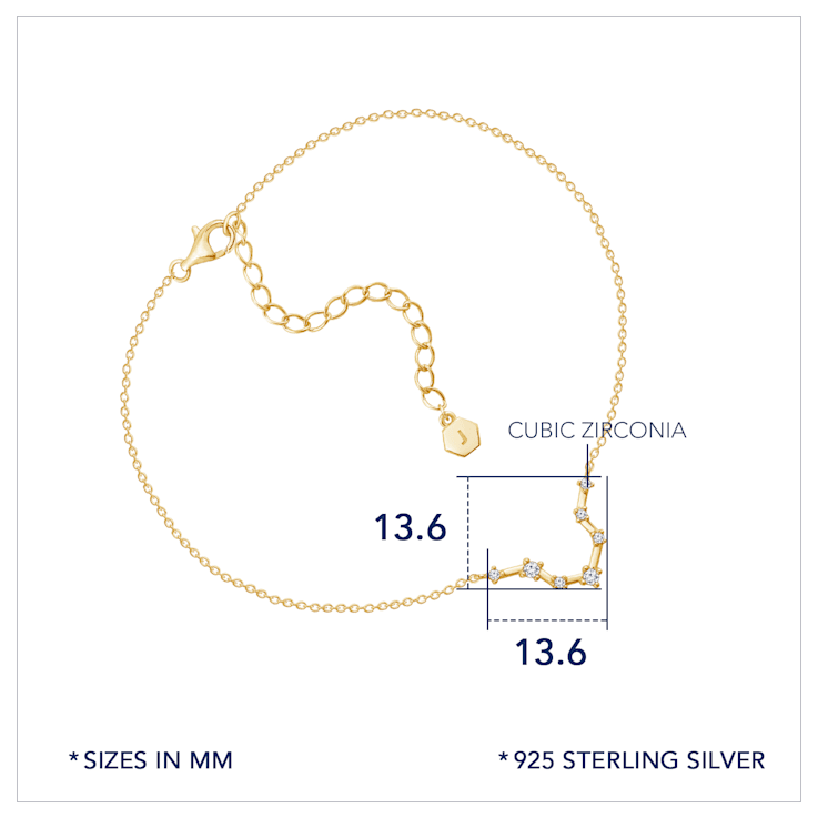 J'ADMIRE 14K Gold Over Sterling Silver Zodiac Anklet for Women