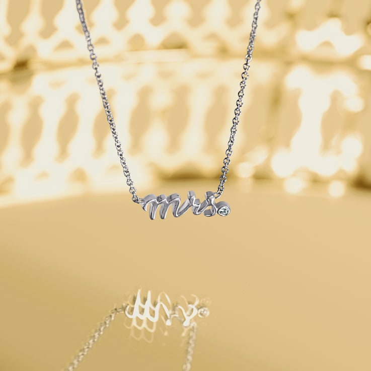 J'ADMIRE Platinum 950 Over Sterling Silver Mrs. Pendant Necklace