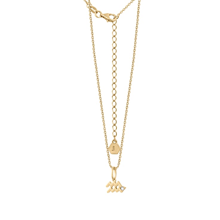 J'ADMIRE 14K Yellow Gold Over Sterling Silver Aquarius Zodiac Pendant Necklace