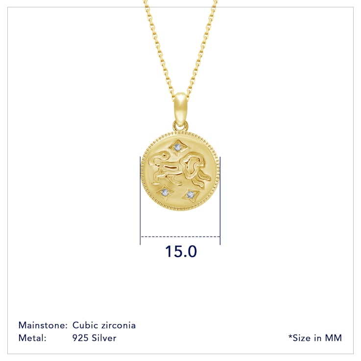 J'ADMIRE 14K Yellow Gold Over Sterling Silver Leo Zodiac Stars Pendant Necklace