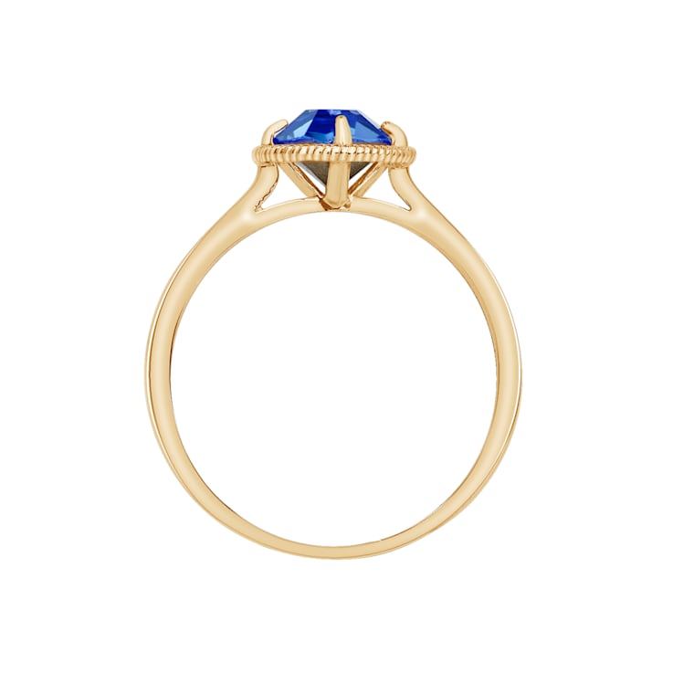 J'ADMIRE 10K Gold Crystal Sapphire Simulant Solitaire Ring