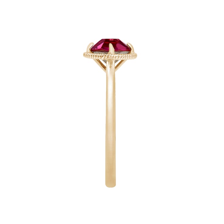 J'ADMIRE 10K Gold Crystal Ruby Simulant Solitaire Ring