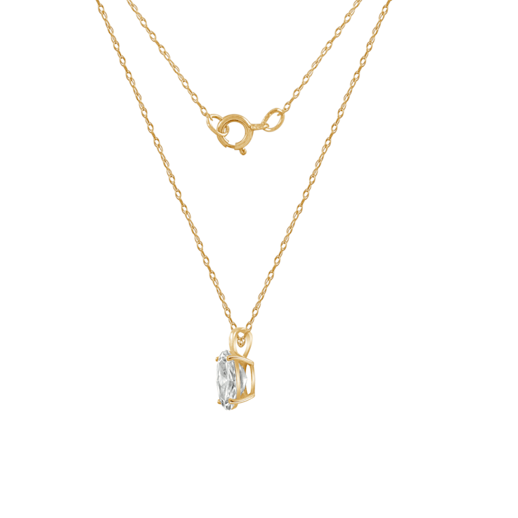 LUXGEM 14K Yellow Gold Oval Cut Pendant Necklace | 2 Carat Cubic Zirconia