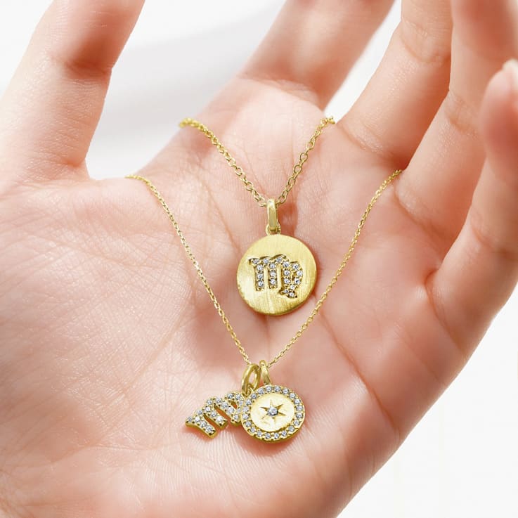 ★SENTIMENTS★ NO.259 [GOLD] NECKLACE J'ADMIRE 14K Yellow Gold Over Sterling Silver Vintage Virgo