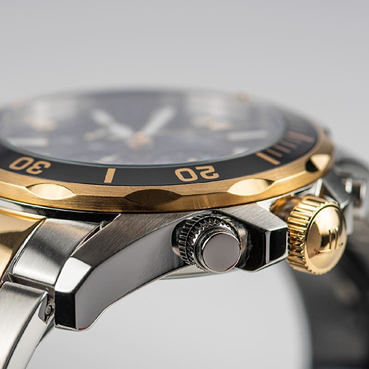 JACQUES LEMANS Men's Sport Watch with Stainless Steel Strap, Gold
Bicolor, Chronograph, 1-2091