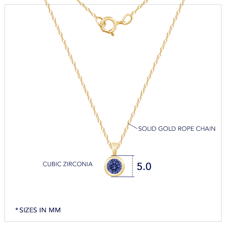 LUXGEM 10K Solid Gold Solitaire December Birthstone Necklace, 0.25 Carat
Gemstone Simulant CZ