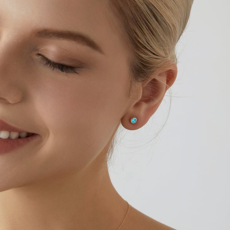 【ラッピング無料】 LUXGEM Earrings Birthstone March Solitaire Gold Yellow 10K アクセサリー