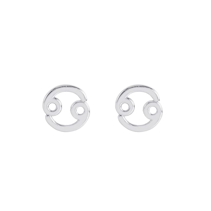 J'ADMIRE Platinum 950 Over Sterling Silver Dainty Zodiac Cancer Stud Earrings
