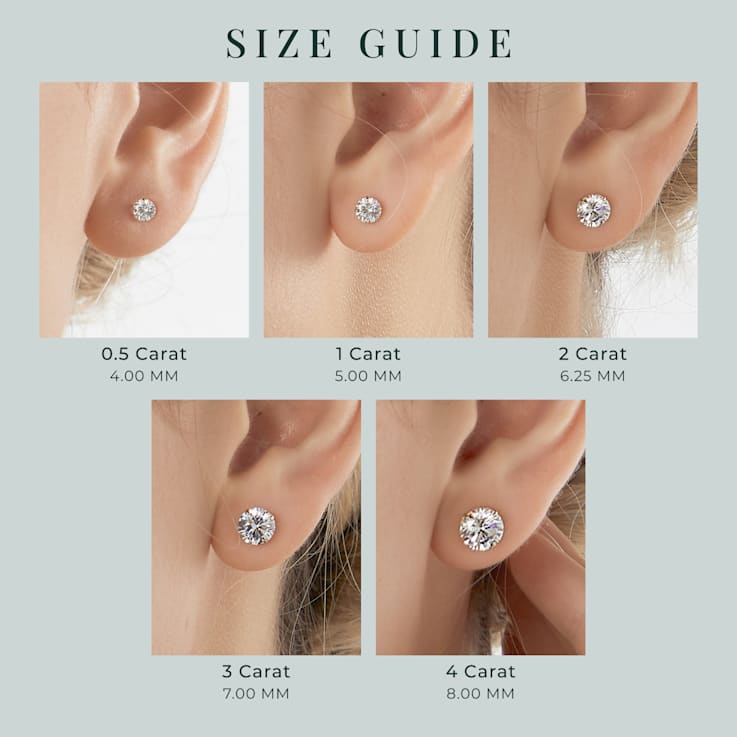 LUXGEM 10K Yellow Gold Round Cut Solitaire Studs | 1/2 carat Cubic Zirconia