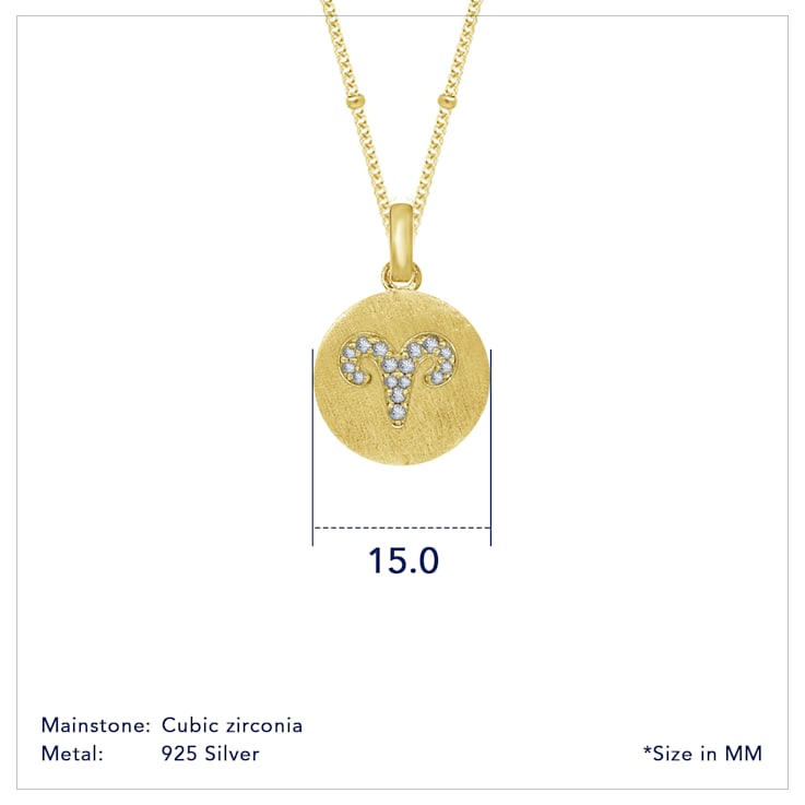 J'ADMIRE 14K Yellow Gold Over Sterling Silver Vintage Aries Zodiac Sign
Pendant Necklace