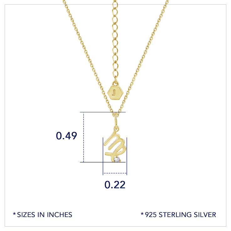 J'ADMIRE 14K Yellow Gold Over Sterling Silver Virgo Zodiac Pendant Necklace