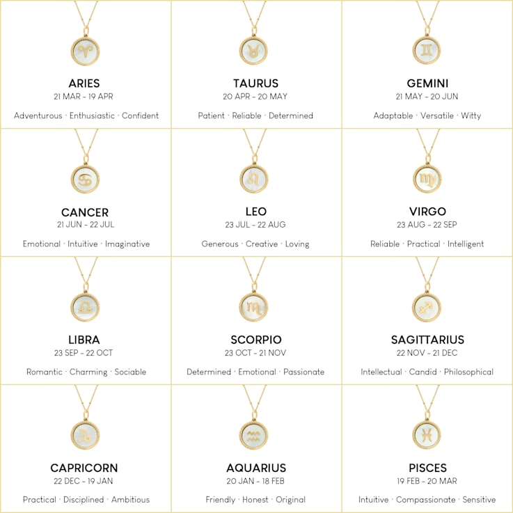 J'ADMIRE Mother of Pearl 14K Yellow Gold Over Sterling Silver
Sagittarius Zodiac Necklace