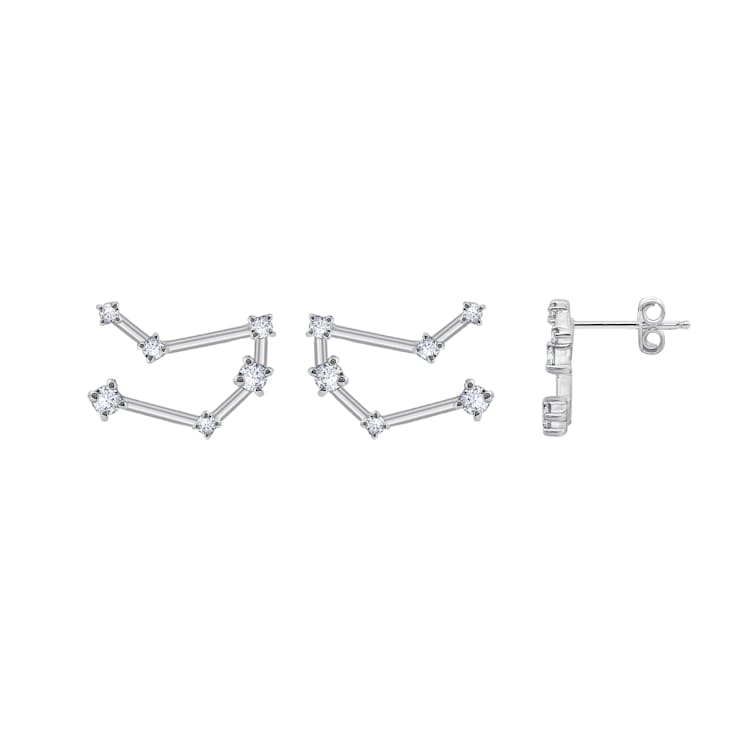 J'ADMIRE Rhodium Over Sterling Silver Dainty Zodiac Gemini Stud Earrings