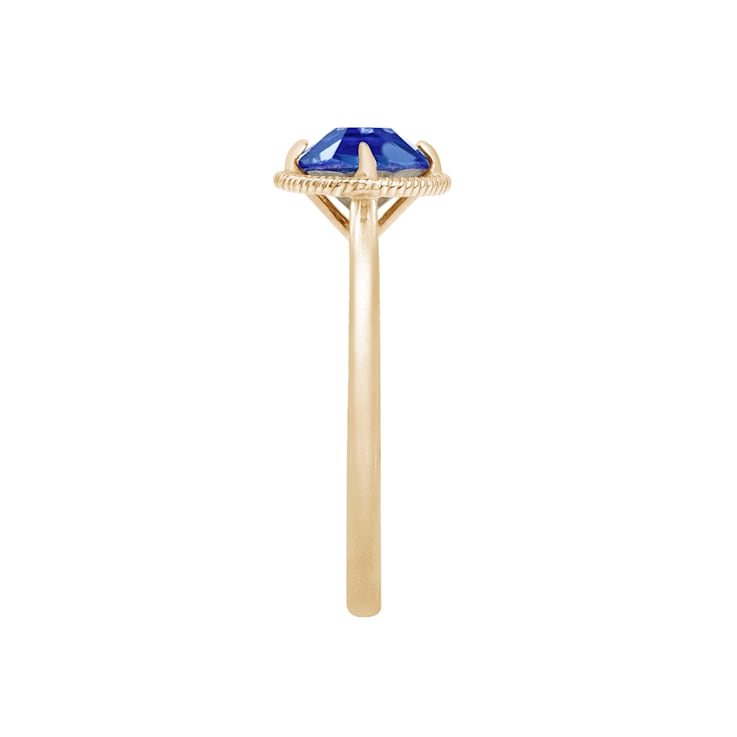 J'ADMIRE 10K Gold Crystal Sapphire Simulant Solitaire Ring