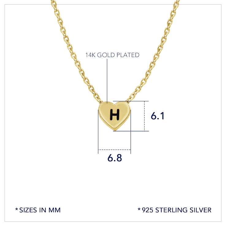 J'ADMIRE 14K Yellow Gold Over Sterling Silver Simple Initial Pendant Necklace
