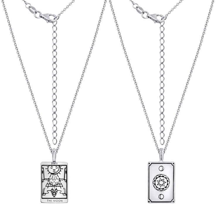 J'ADMIRE Platinum 950 Over Sterling Silver Tarot Card The Moon Pendant Necklace