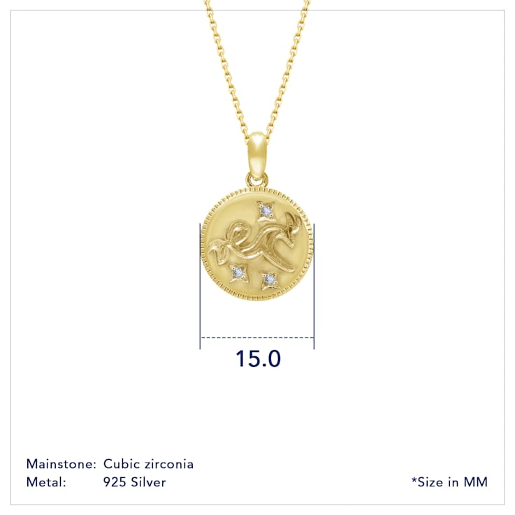 J'ADMIRE 14K Yellow Gold Over Sterling Silver Capricorn Zodiac Stars
Pendant Necklace