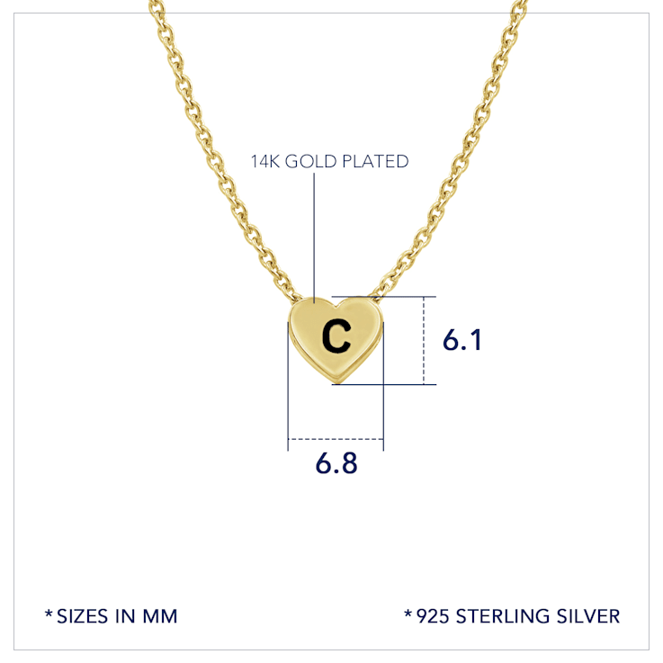 J'ADMIRE 14K Yellow Gold Over Sterling Silver Simple Initial Pendant Necklace