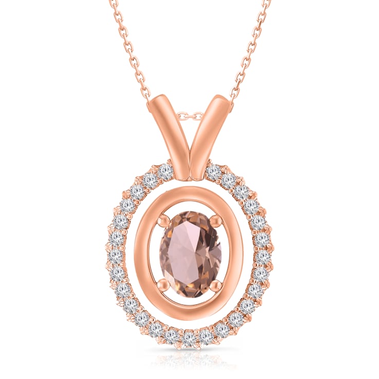 KALLATI Rose Gold "Heirloom" 1.20 ctw Oval Morganite and
Diamond Pendant