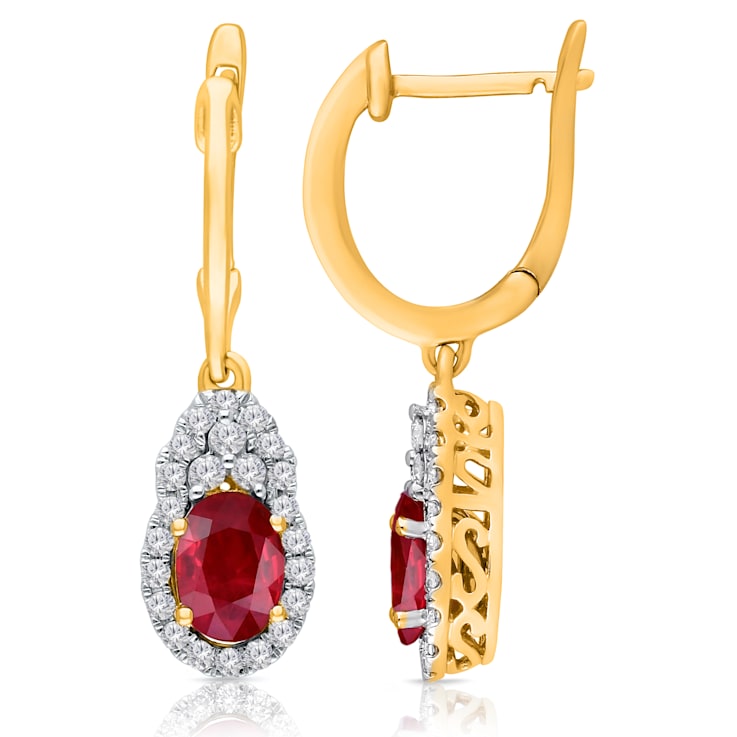 KALLATI 14K Yellow Gold "Heirloom" 1.45 ctw Ruby Earrings