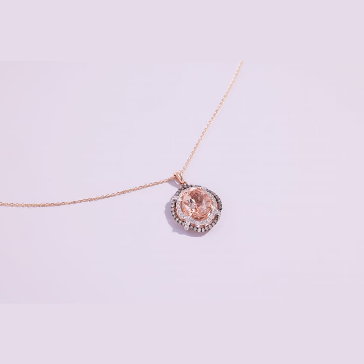 KALLATI 14k Rose Gold Morganite and Diamond Pendant
